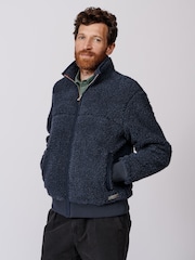 Aubin Croxby Blue Zip Through Wool Blend Fleece - Image 3 of 8