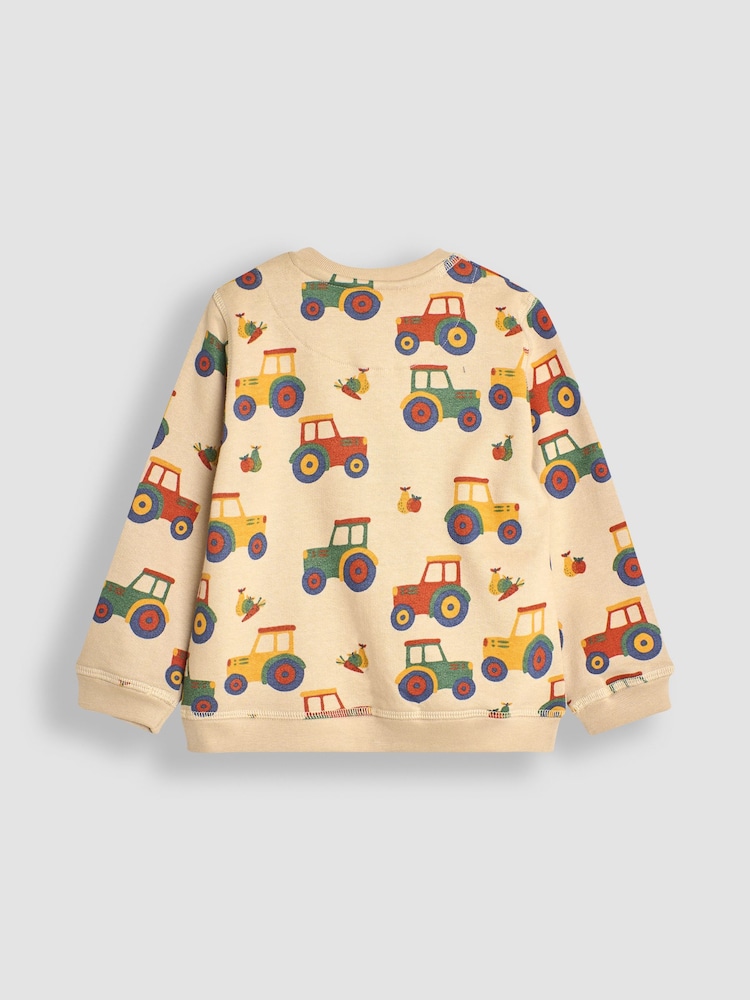 JoJo Maman Bébé Stone Tractor Printed Sweatshirt - Image 2 of 3