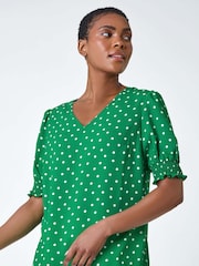Roman Green Shirred Top - Image 2 of 5