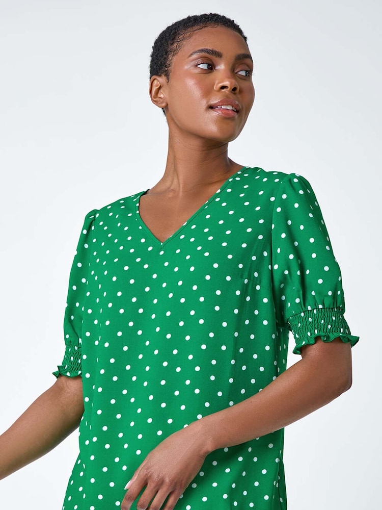Roman Green Shirred Top - Image 2 of 5