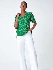 Roman Green Shirred Top - Image 4 of 5