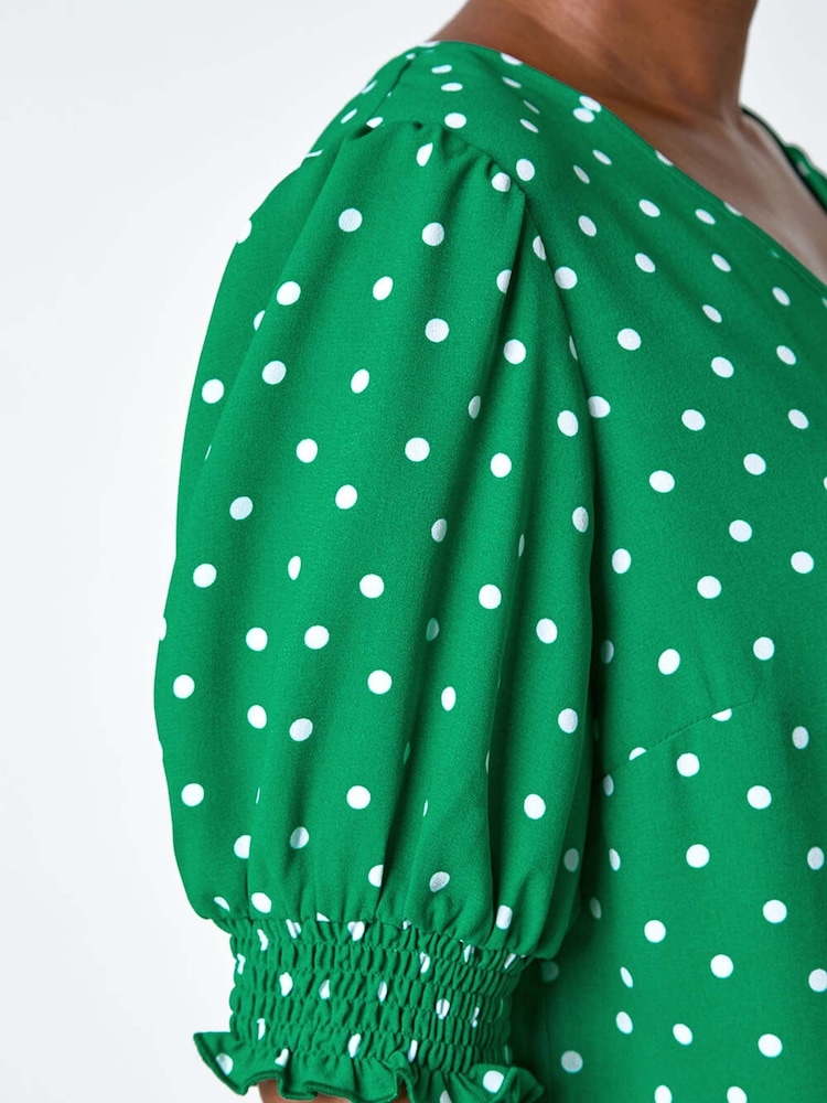 Roman Green Shirred Top - Image 5 of 5