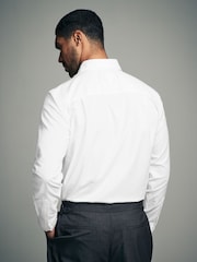 Белый - Regular Fit Brushed Flannel Single Cuff Formal 100% Cotton Oxford Shirt - Image 3 of 4