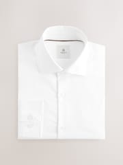 Bela - v standardnem kroju Brushed Flanela Single Cuff svečano 100% Bombaž Oxford srajce - Slika 5 iz 7