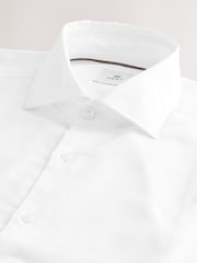 Bela - v standardnem kroju Brushed Flanela Single Cuff svečano 100% Bombaž Oxford srajce - Slika 6 iz 7
