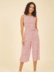 Mela Red Ditsy Floral Print Culotte Jumpsuit - Image 1 of 5