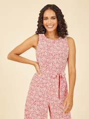 Mela Red Ditsy Floral Print Culotte Jumpsuit - Image 3 of 5