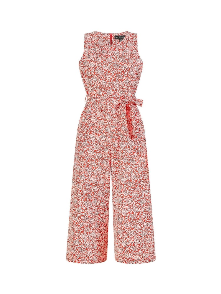 Mela Red Ditsy Floral Print Culotte Jumpsuit - Image 5 of 5