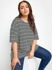 Yours Curve Blue Oversized Boxy T-Shirt - Image 1 of 4