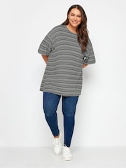 Yours Curve Blue Oversized Boxy T-Shirt - Image 2 of 4