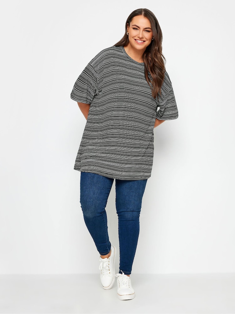 Yours Curve Blue Oversized Boxy T-Shirt - Image 2 of 4