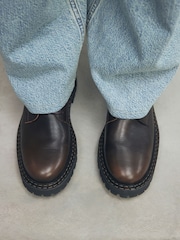 Chocolate Brown Premium Leather Lace-Up Boots - Image 3 of 8