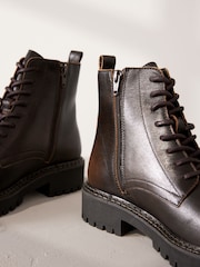 Chocolate Brown Premium Leather Lace-Up Boots - Image 7 of 8