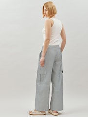 Albaray Cotton Ticking Stripe Cargo Black Trousers - Image 2 of 4