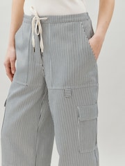 Albaray Cotton Ticking Stripe Cargo Black Trousers - Image 3 of 4