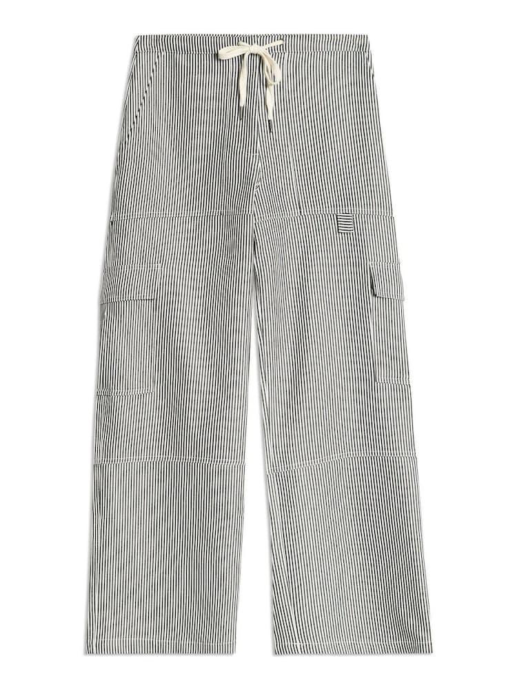 Albaray Cotton Ticking Stripe Cargo Black Trousers - Image 4 of 4