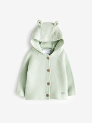 Rock-A-Bye Baby Boutique Grüne Jacke mit Bärchenohren-Kapuze aus 100 % Baumwolle - Bild 1 von 3