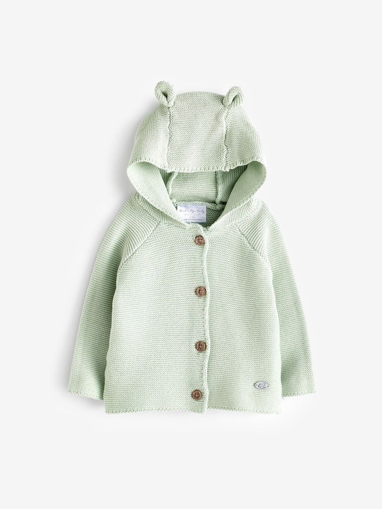 Rock-A-Bye Baby Boutique Grüne Jacke mit Bärchenohren-Kapuze aus 100 % Baumwolle - Bild 1 von 3