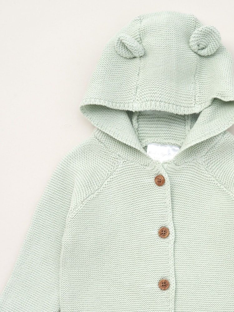 Rock-A-Bye Baby Boutique Grüne Jacke mit Bärchenohren-Kapuze aus 100 % Baumwolle - Bild 3 von 3