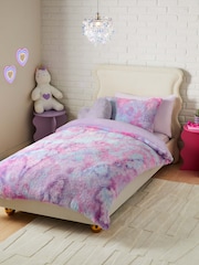 Fleece Lilac Purple Ombre Duvet Cover and Pillowcase Set - Image 1 of 7