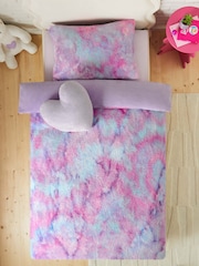 Fleece Lilac Purple Ombre Duvet Cover and Pillowcase Set - Image 2 of 7