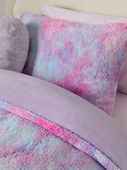 Fleece Lilac Purple Ombre Duvet Cover and Pillowcase Set - Image 3 of 7