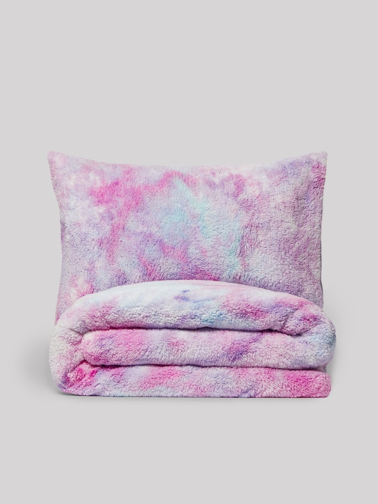 Fleece Lilac Purple Ombre Duvet Cover and Pillowcase Set - Image 5 of 7