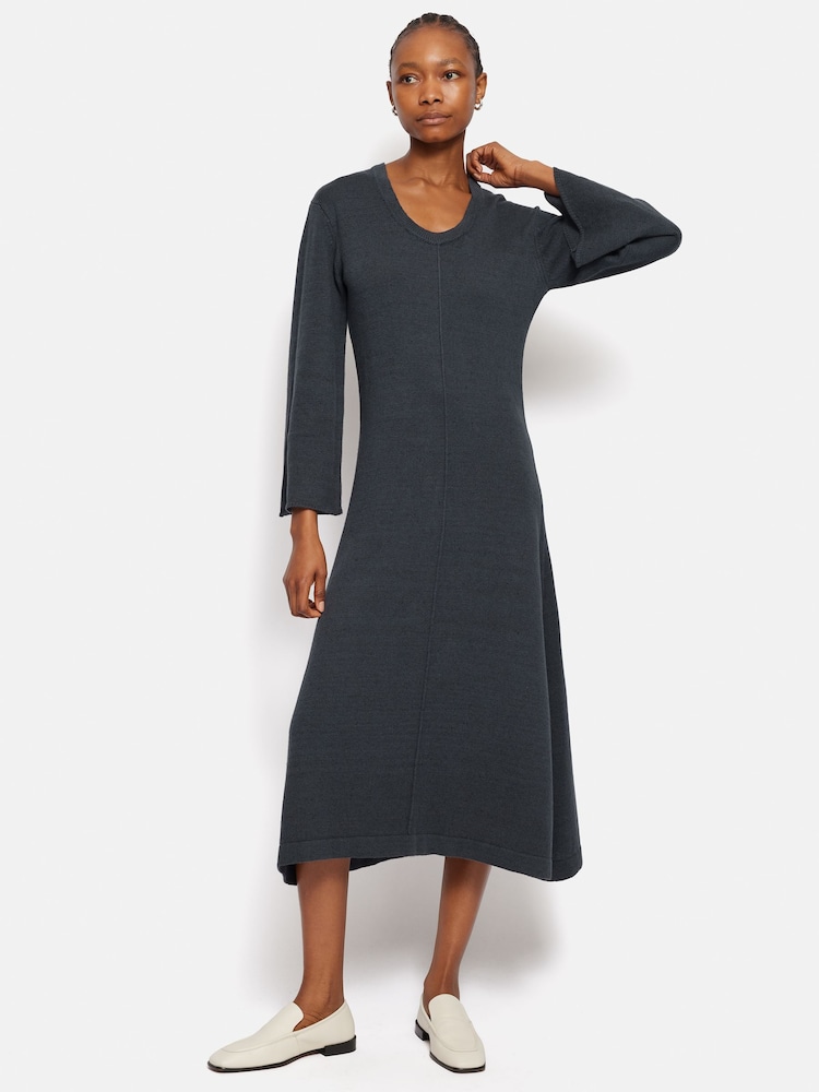 Jigsaw Blue Linen Cotton Knitted Dress - Image 1 of 6