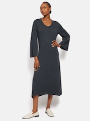 Jigsaw Blue Linen Cotton Knitted Dress - Image 3 of 6