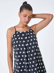 Roman Black Polka Dot Print Chiffon Cami Top - Image 2 of 5