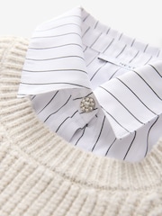 Neutral Collared Shirt Layer Knitted Jumper - Image 7 of 7