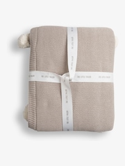 The Little Tailor Baby Natural Pom Pom Plush Lined Blanket - Image 2 of 6