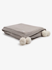 The Little Tailor Baby Natural Pom Pom Plush Lined Blanket - Image 5 of 6