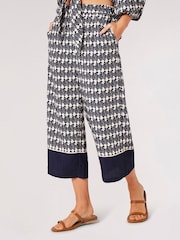 Apricot Blue Shell Geo Border Culottes - Image 1 of 5