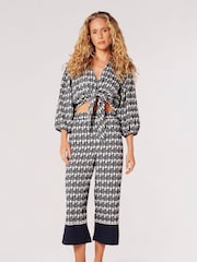 Apricot Blue Shell Geo Border Culottes - Image 3 of 5