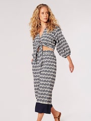 Apricot Blue Shell Geo Border Culottes - Image 4 of 5