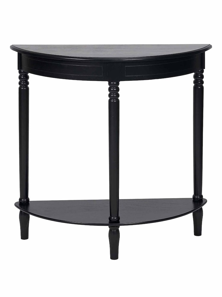 Pacific Black Heritage Pine Wood Half Moon Console Table - Image 2 of 6
