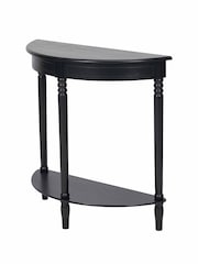 Pacific Black Heritage Pine Wood Half Moon Console Table - Image 3 of 6
