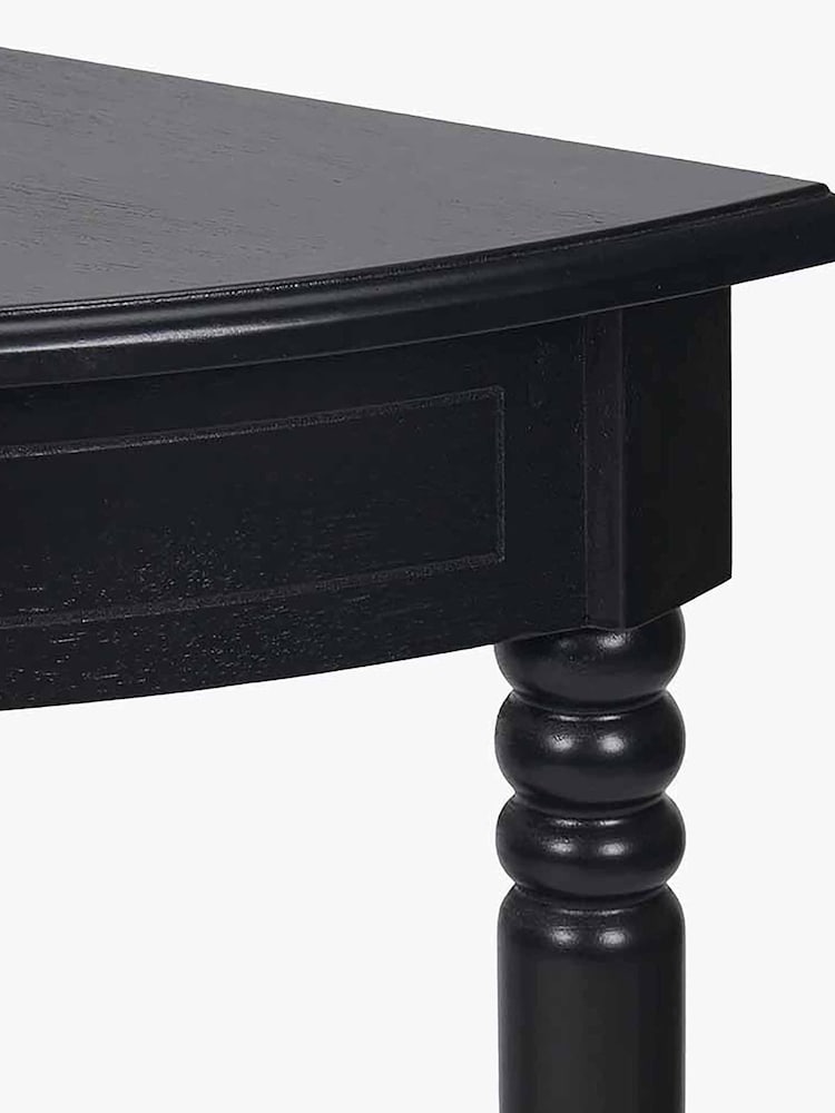 Pacific Black Heritage Pine Wood Half Moon Console Table - Image 5 of 5 Pacific Black Heritage Pine Wood Half Moon Console Table - Image 5 of 5