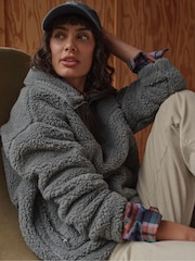 FatFace Parker Duck Egg Blue Half Neck Fleece - Image 1 of 6