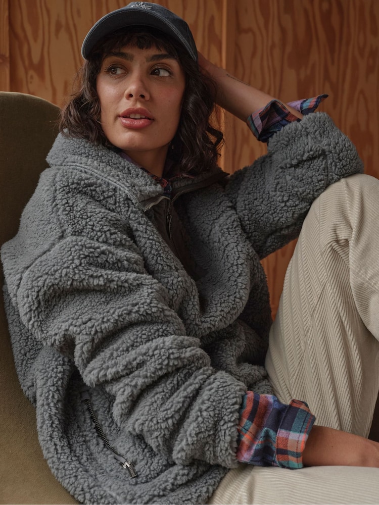 FatFace Parker Duck Egg Blue Half Neck Fleece - Image 1 of 6