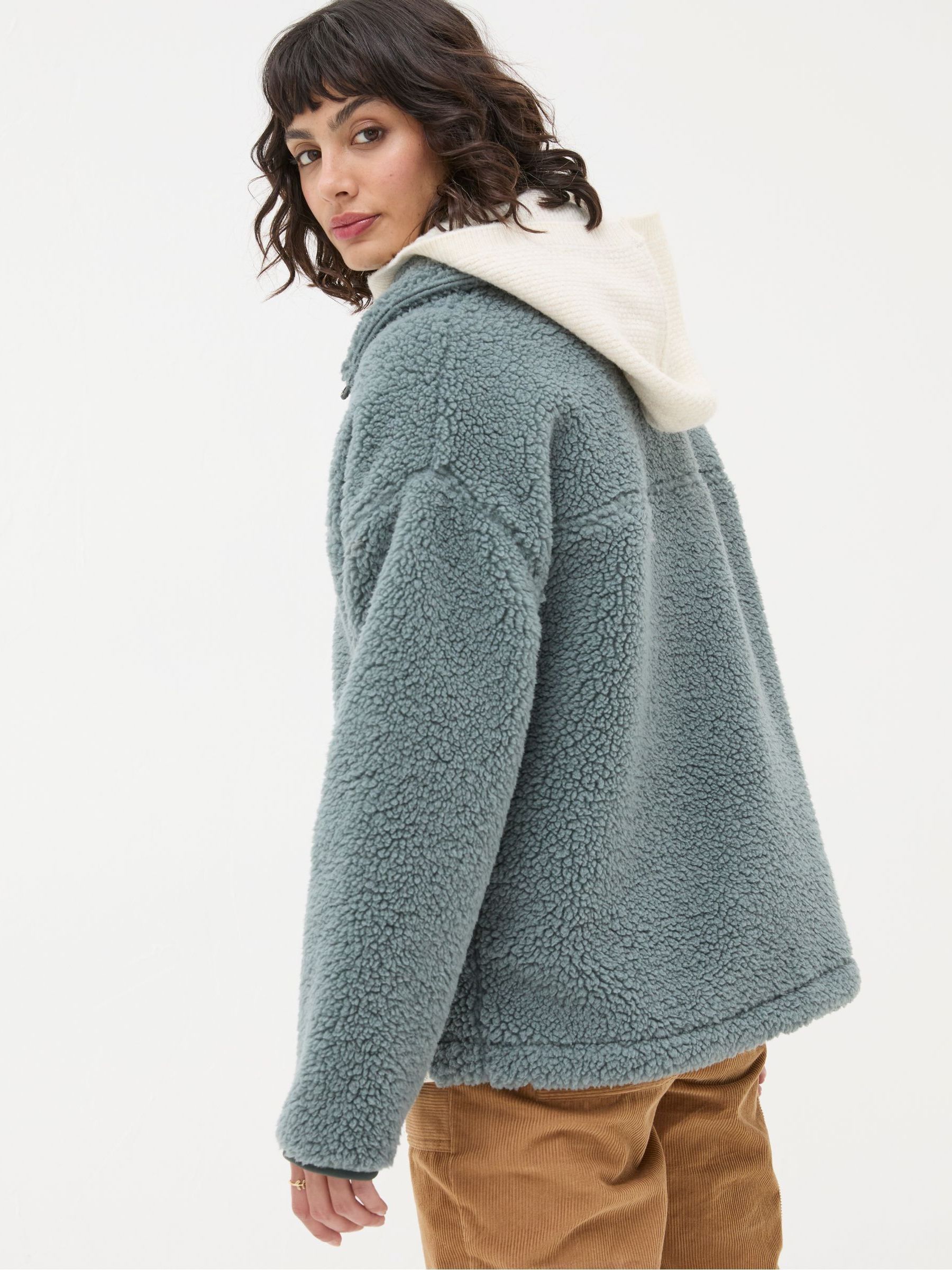 FatFace Parker Duck Egg Blue Half Neck Fleece