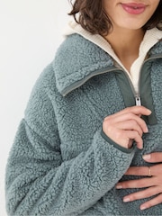 FatFace Parker Duck Egg Blue Half Neck Fleece - Image 5 of 6