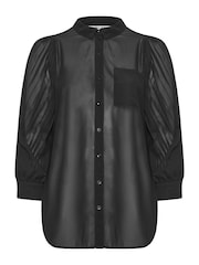 Yours Curve Black London Long Pleat Sleeve Shirt - Image 5 of 5