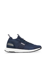 BOSS Blue Suede-trim  sock style trainers - Image 1 of 7