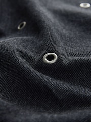 Washed Black Eyelet Detail Barrel Leg 100% Cotton Jeans - Image 8 of 9