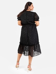 Puff Sleeve Tiered Hem Midi Dress With Frills - Image 2 of 4