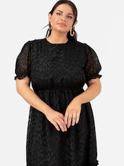 Puff Sleeve Tiered Hem Midi Dress With Frills - Image 3 of 4