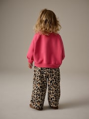Bright Pink Printed 100% Cotton Sweatshirt and Wide Leg Set (3mths-7yrs) - Image 3 of 7