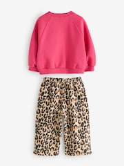 Bright Pink Printed 100% Cotton Sweatshirt and Wide Leg Set (3mths-7yrs) - Image 5 of 7